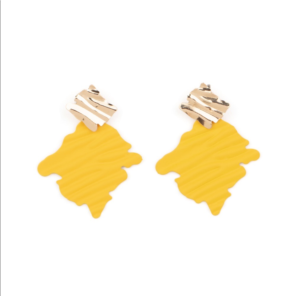 Yellow & Gold Crimp Earrings